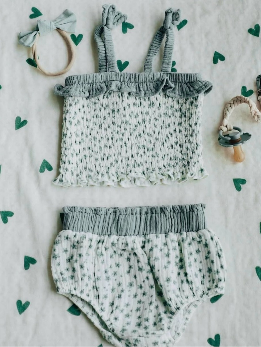 Angel Dear Smocked Ruffle Top and Bloomer